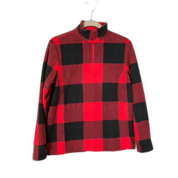 Lands' End buffalo plaid fleece - Picture 1 of 4